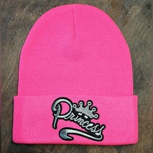 NWT Pink Beanie With Princess Patch